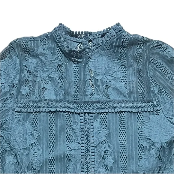 Miss Chievous Lace Lined Peplum Top Sage Green Size Small - Picture 3 of 8